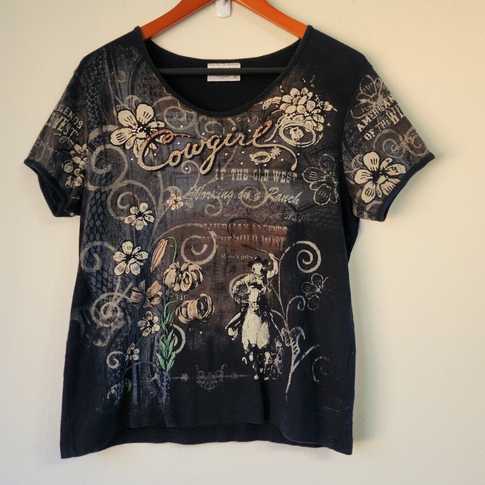 CACTUS BAY Women’s Top XL Beaded Cowgirl American Legend Wild West USA